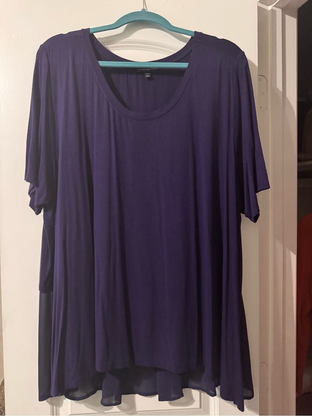 Lane Bryant Purple Scoop Neck Flutter-Hem Tunic